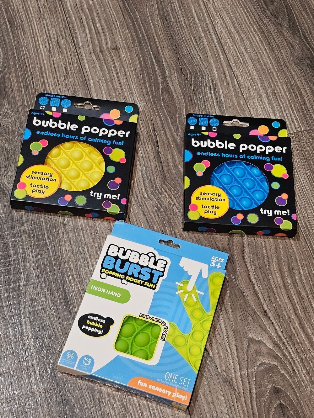 Pop It Collection Fidget Toy - Yellow, Blue, Neon Green 3 pcs